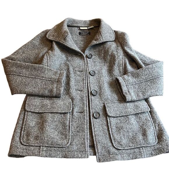 L. L. Bean womens grey wool coat - Picture 1 of 7